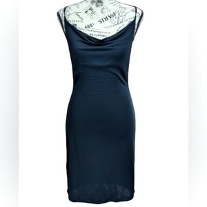 Story B cowl neck black midi dress size S